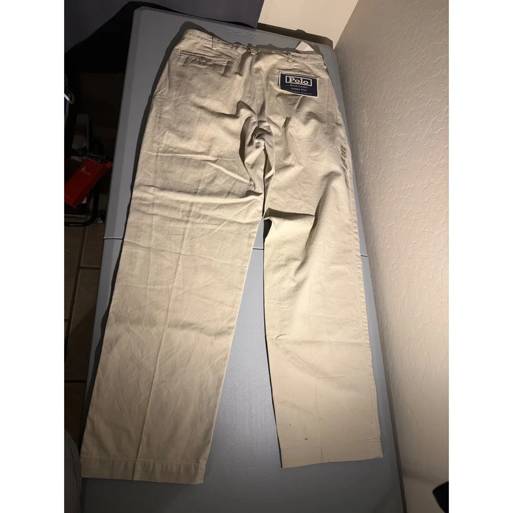 Vintage Polo Ralph Lauren Andrew Pant Pleated Chino Sand 36x32 New With Tags